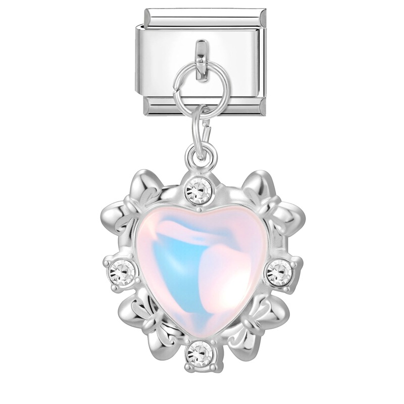 Steel pendant-colorful blue heart