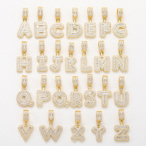 Collana con Ciondolo Hip Hop con 26 Lettere, Zirconi Baguette, Ciondoli con Lettere dalla <span class=keywords><strong>A</strong></span> alla <span class=keywords><strong>Z</strong></span> per Gioielli Fai-da-Te, Tendenza Moda Femminile 2025 - Product Image 1