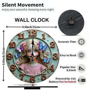Round Wooden Wall <b>Clock</b> 25x25Cm Natural Beech Wood Silent Home Living Room <b>Bedroom</b> Hanging <b>Clock</b> - Product Image 5