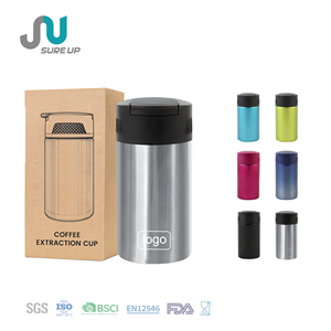 Mug à café en acier inoxydable de 450 ml avec couvercle à presse française, double paroi isolée, cafetière de voyage sans BPA - Product Image 4