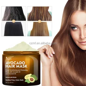Özel özel etiket doğal organik avokado Argan yağı hindistan cevizi yağı hasarlı saçlar için besleyici Keratin saç maskesi tamir