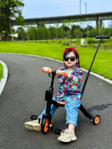 Monopattino <span class=keywords><strong>3</strong></span> in 1 in Acciaio con Ruote in PU, Carrello Giocattolo e Bici Senza Pedali per Bambini con Maniglia di Spinta - Product Image 2