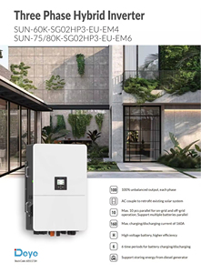 อินเวอร์เตอร์พลังงานแสงอาทิตย์แบบไฮบริด SUN-80K-SG02HP3-EU-EM6 80KW ระบบไฟฟ้าแรงสูงสามเฟส พร้อมแบตเตอรี่สำรอง 200A IP65 ประสิทธิภาพ 97.6% - Product Image 6