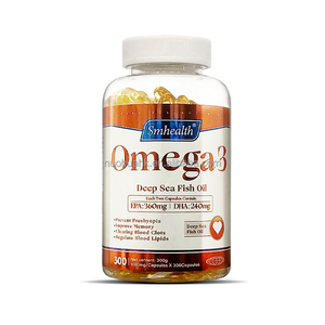 Smhealth Omega3 Huile de poisson des grands fonds 1000mg Capsules molles 300 unités Soutien EPA DHA pour la santé du cerveau et des yeux - Product Image 1