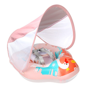 Bouée de bain gonflable Swimbobo pour bébé, style cygne rose, avec pare-soleil, pour enfants, piscine, parc aquatique - Product Image 1