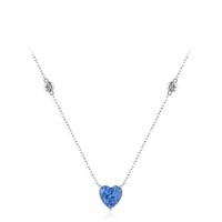 Collier porte-bonheur avec chaîne en argent sterling OEM, pendentif géométrique opale de la saint-valentin, texture bleue, colliers faits à la main
