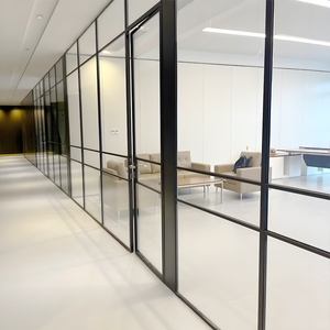 Cloison de bureau en verre encadrée de noir avec système de cloisons intérieures insonorisées en verre trempé pour bureau <span class=keywords><strong>d</strong></span>'<span class=keywords><strong>agence</strong></span> créative - Product Image 2