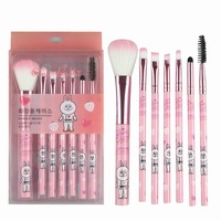 Ensemble de 7 pinceaux de maquillage pour débutants avec pinceau à raser, manche en plastique, poils synthétiques pour le visage et les yeux - Outils de beauté pour un usage quotidien