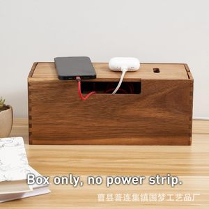Wooden Desktop Cable Organizer Rectangle 18.4cm Durable Office Use - Product Image 4