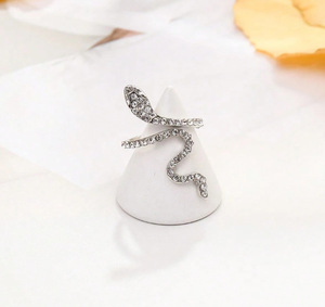 Fashion Snake-shaped Zircon <b>Ring</b> Diamond Inlaid Retro Vintage Copper <b>Resizeable</b> Geometric <b>Rings</b> for Women Jewelry - Product Image 2