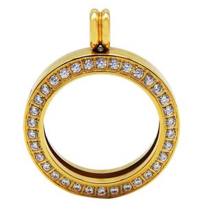 DIY ювелирные изделия Круглый держатель для монет из нержавеющей стали кубический циркон бриллиант открытый медальон рамка ожерелье - Product Image 1