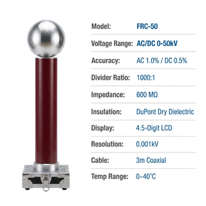 เครื่องวัดแรงดันไฟฟ้าดิจิตอลแบบ True RMS 50kV 100kV AC พร้อมกระเป๋าอลูมิเนียมสำหรับพกพาและตัวแบ่งแรงดันไฟฟ้าแบบพกพา - Product Image 1