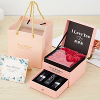 Boîtes cadeaux à tiroirs en papier pour fête des mères, ensembles de colliers d'emballage de Roses pour maman