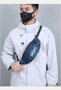 Riñonera de moda unisex con patrón de letras, impermeable, resistente al desgaste, con cremallera, en forma de dumpling, para teléfono móvil y fitness, al por mayor - Product Image 6