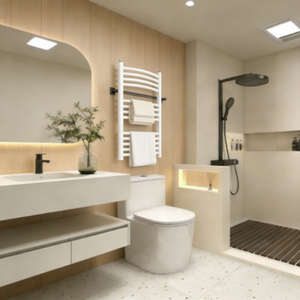 Radiateur de <span class=keywords><strong>serviette</strong></span> de salle de bain en acier chromé or PVD moderne de luxe avec chauffage à l'eau chaude et porte-serviettes - Product Image 6