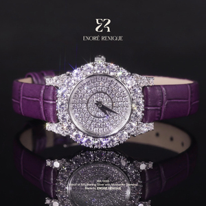 <span class=keywords><strong>Relojes</strong></span> de Cuarzo con Cristales de Zafiro y Diamantes Pavé Completos, Plata de Ley 925, Reloj de Moissanita VVS, Joyería de Lujo para Mujer, Personalizable - Product Image 1