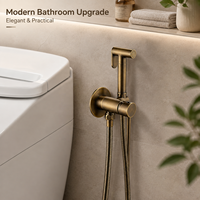 Ensemble de douche WC mural en laiton antique moderne avec douchette bidet à main, robinet d'angle, écologique, pour usage hôtelier, vertical