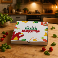 Boîte d'emballage alimentaire carrée rigide en papier kraft pour pizza à emporter avec logo imprimé personnalisé et gaufrage