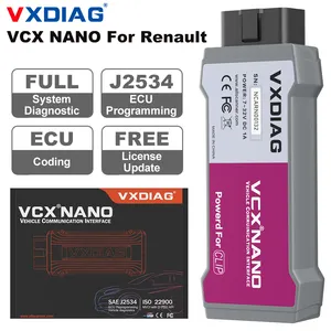 2024 nuevo VXDIAG VCX NANO RVDIAG para Renault puede Clip OBD2 coche todos los Sistemas Escáner de diagnóstico ECU codificación programación lector de código