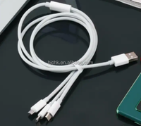 Câble USB 3-en-1 de haute qualité 60W à charge rapide blanc pour iOS, ordinateur et appareil photo avec conducteur en cuivre pur et matériau en silicone