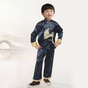 Traje Tang para Niño, Bordado Vintage de Dragón, Ropa de Kung Fu, Cuello Mao Chino, Conjunto Casual de 2 Piezas (Camisa y Pantalones), Disfraces de <span class=keywords><strong>Película</strong></span> - Product Image 4