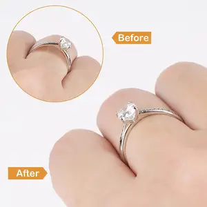 12 pak 4 ukuran cincin silikon bening tak terlihat pelindung untuk Wanita Pria pengencang Spacer Fitter cincin pengatur ukuran untuk cincin longgar