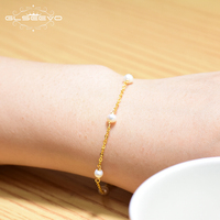 Gelang Perak Sterling 925 untuk Wanita, Hadiah Perhiasan Gelang Mutiara Air Tawar Alami Aksesori