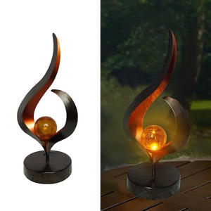 Solar Flame Table Lamp LED Outdoor Indoor <b>Decorative</b> <b>Light</b> With USB Charging Cordless Design - Product Image 1