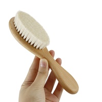 Brosse à cheveux pour bébé en poils de chèvre naturels doux de haute qualité, brosse et peigne en bambou pour bébé, pour nouveau-nés et femmes