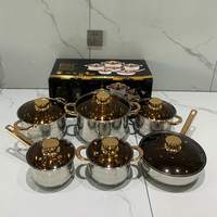 Ensemble de casseroles et poêles de cuisson en acier inoxydable à double fond avec couvercle en verre, 5 couches
