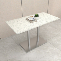 Tables de salle à manger de luxe pour pub et restaurant, base en métal, plateau en marbre carré, petite table de salle à manger