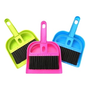 Sunshine Mini Desktop Plastic <strong>Broom</strong> Dustpan Set Long <strong>Broom</strong> <strong>Stick</strong> with PET/PP Bristle Head Home Yard Keyboard Cleaning Brush