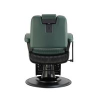 Fauteuil de Barbier Moderne Inclinable en Cuir Vert avec Fonction Massage pour Salon
