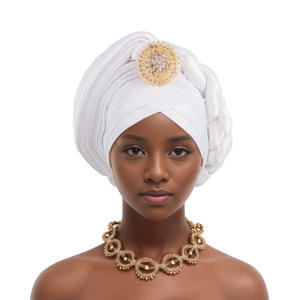 Venta al por mayor personalizado musulmán <span class=keywords><strong>Hijab</strong></span> cabeza bufanda nupcial accesorios para el cabello fiesta de boda para mujeres africanas turbante - Product Image 3