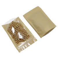 Sachet Doypack Autoportant Refermable en Papier Kraft Brun Transparent avec Fermeture Zip pour Aliments (Noix, Croustilles, Gâteaux)
