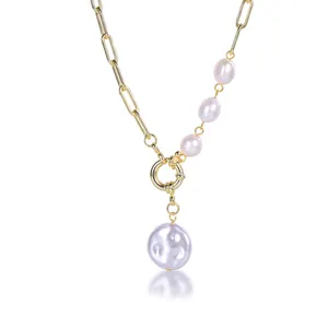 Кирин, модное 18 карат, позолоченное 925 Серебряное кубинское ожерелье, ожерелье с жемчугом в стиле барокко, ювелирные изделия