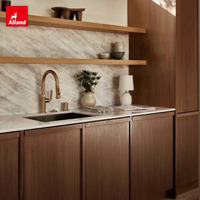Alland 2026 Rénové Mid Century Modern Rustic Slim Shaker Two Tone Minimalist Japandi Style Glass Dining Walnut Kitchen