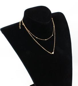 Hot Sale Minimalist Style Small <strong>love</strong> Neck Chain Copper Heart Double Pendant Clavicle Necklace - Product Image 5