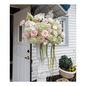 Boule <span class=keywords><strong>de</strong></span> fleurs artificielles décorative en soie blanche, <span class=keywords><strong>rose</strong></span> <span class=keywords><strong>et</strong></span> verte, populaire pour la décoration <span class=keywords><strong>de</strong></span> mariage, <span class=keywords><strong>centre</strong></span> <span class=keywords><strong>de</strong></span> <span class=keywords><strong>table</strong></span> - Product Image 4