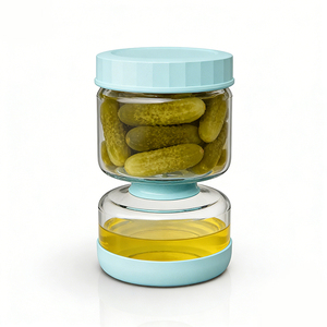 Bocaux à cornichons en verre transparent, grand récipient de stockage avec couvercle pour la conservation de la fraîcheur en cuisine - Product Image 1