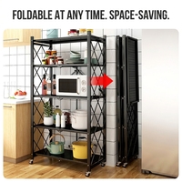 Étagère pliable en métal robuste avec protection contre la corrosion, 3 niveaux, capacité de charge de 30 kg, pour la maison, la cuisine, le garage, le rangement