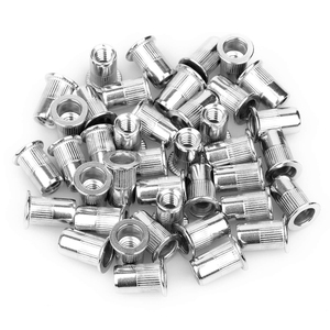Inserti Filettati M3 M4 M5 M6 M8 M10 M12 in Acciaio Inox 304 A2, Dadi Filettati con Corpo Zigrinato Rotondo e Testa Piatta Aperta - Product Image 5