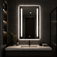 Miroir LED intelligent pour hôtel, mural avec détecteur de mouvement commercial, anti-buée, tactile et à intensité variable, affichage de l'heure, IP44 ETL CE OEM