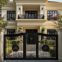 Portail de cour en fer forgé de style européen, élégant et luxueux, pour villa, personnalisable, sûr, de haute qualité, double.