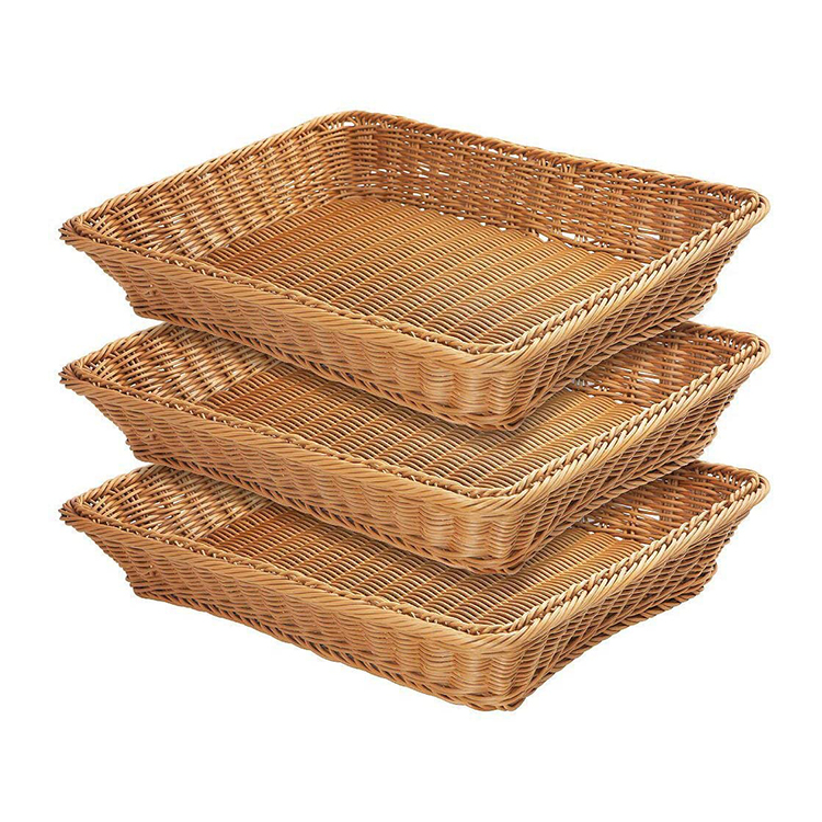 Wholesale Plastic Basket Wicker Bread Basket Woven Tabletop Food Fruit Vegetable Service Basket