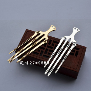 หวีผมทองแดง 27x95 มม. ชุบทองเงิน สไตล์โบราณ อุปกรณ์เสริมฮั่นฝู - Product Image 1