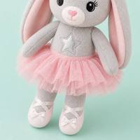 Peluche Lapin Ballerine, Poupée Lapin Gris à Longues Oreilles avec Jupe Tutu Rose, Vente Directe Usine, Faible MOQ, Logo Personnalisé OEM ODM, Cadeaux pour Enfants