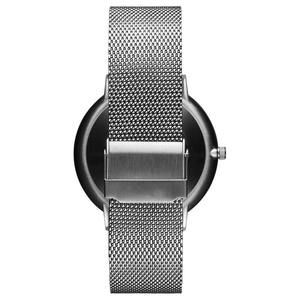 Montre minimaliste pour homme avec logo personnalisé, marque privée populaire, bracelet en <span class=keywords><strong>maille</strong></span> ultra-fin à dégagement rapide, cadran noir simple - Product Image 3