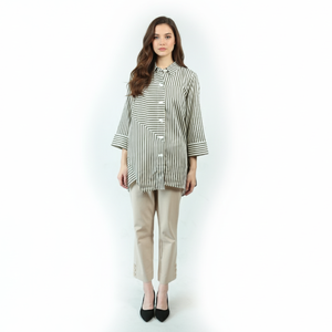 Chemisier d'été ample à rayures pour femme 2025, manches courtes, style bureau, taille XL, uni, respirant, pour printemps-automne - Product Image 1