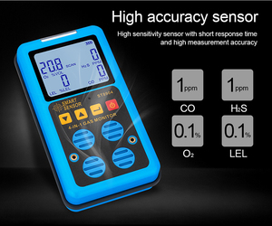Multi Gas Detector Oxygen O2 Sulfide H2S Carbon Monoxide CO Combustible Gas LEL Gas <b>Meter</b> ST8904 - Product Image 5